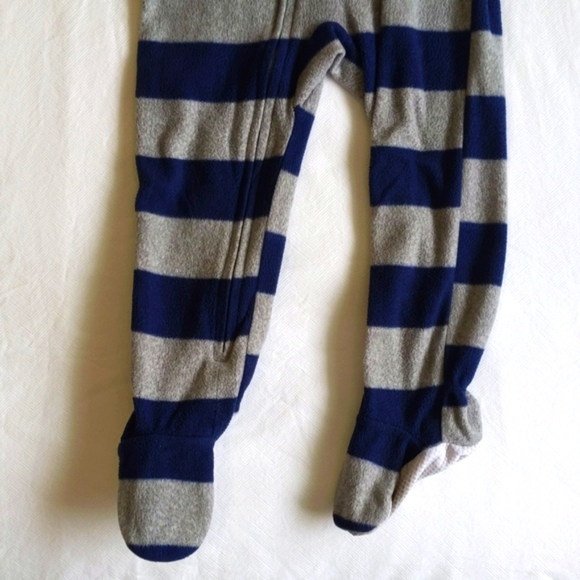 george striped fleece zipper footie sleeper pajamas 3T toddler boys - Picture 5 of 7